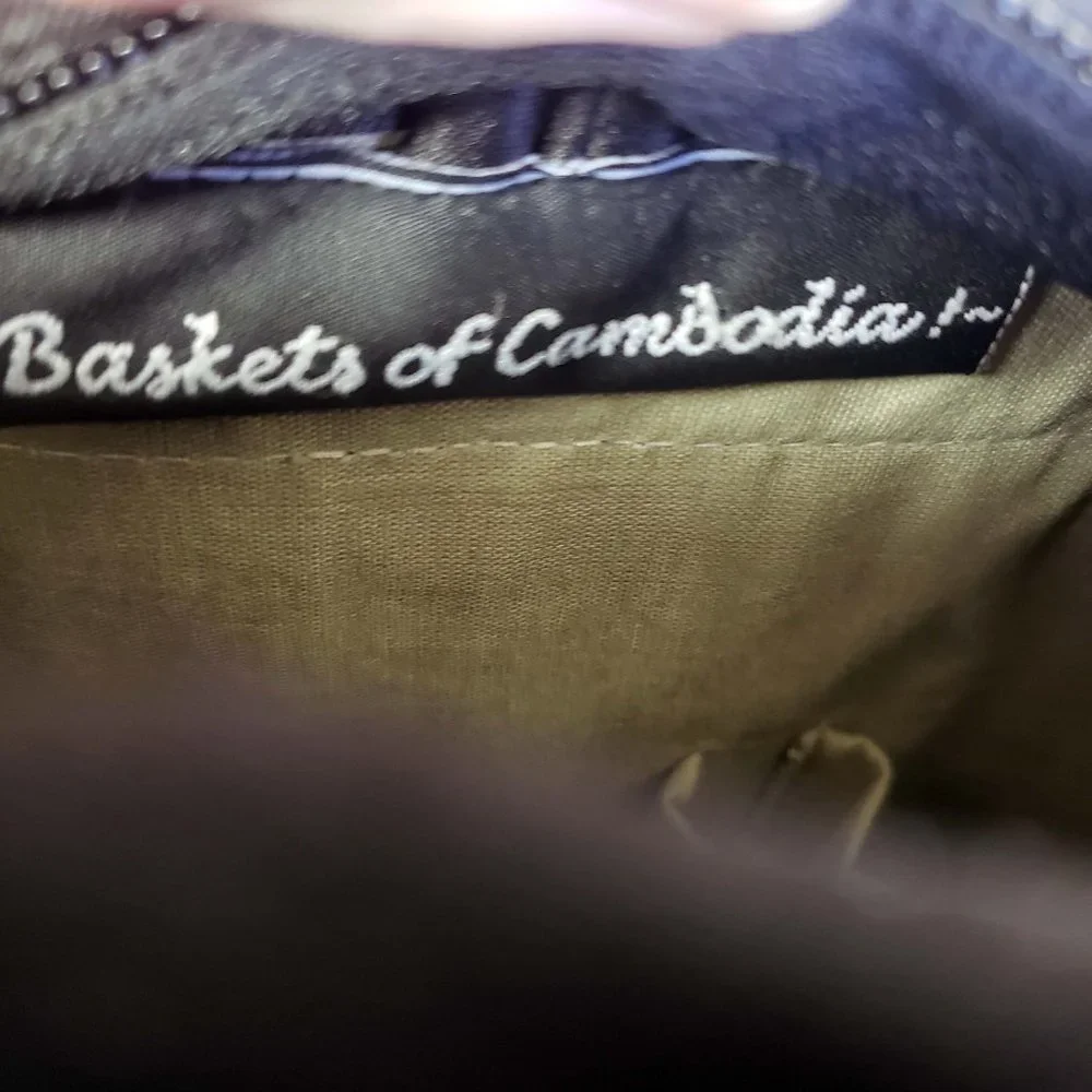 Baskets Of Cambodia Women's Reed Hard Bottom Zip Close Tote Purse Shoulder Bag - Picture 12 of 13